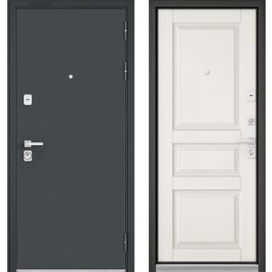 Стальная дверь Бульдорс Premium 90 чёрный шёлк / дуб белый матовый 9PD-2