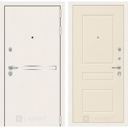 Стальная дверь Лабиринт LINE WHITE 03 (Крем софт)