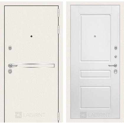Стальная дверь Лабиринт LINE WHITE 03 (Белый софт)
