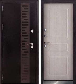 Металлическая дверь Урал МП с отделкой в цвете Дуб беленый с терморазрывом