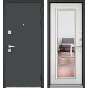 Стальная дверь Бульдорс Premium 90 чёрный шёлк / ларче бьянко-зеркало 9S-140