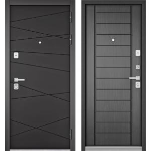 Стальная дверь Бульдорс Premium 90 РР графит софт / серый дуб 9Р-137