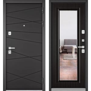Стальная дверь Бульдорс Premium 90 РР графит софт / ларче тёмный-зеркало 9S-140
