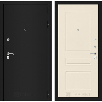 Дверь Лабиринт Classic 03 (Шагрень черная / Крем софт)