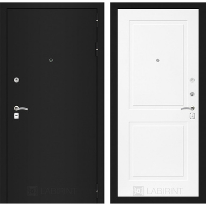 Дверь Лабиринт Classic 11 (Шагрень черная / Белый софт)
