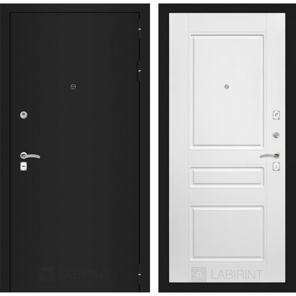 Дверь Лабиринт Classic 03 (Шагрень черная / Белый софт)