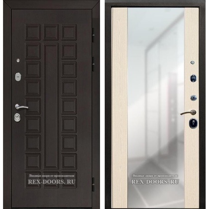 Входная металлическая дверь Рекс Сенатор СБ-16 с зеркалом (Венге / Лиственница беж)