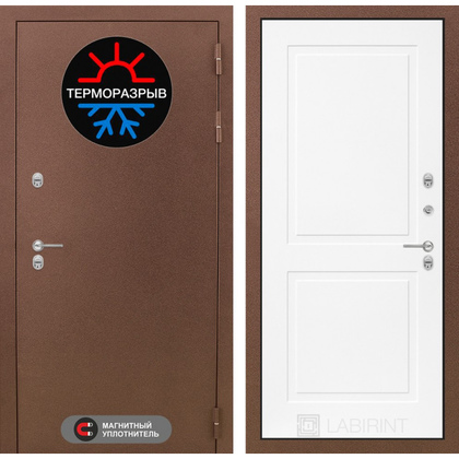 Стальная дверь Лабиринт Термо Магнит 11 (Белый софт)
