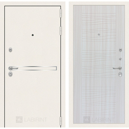 Стальная дверь Лабиринт LINE WHITE 06 (Сандал белый)
