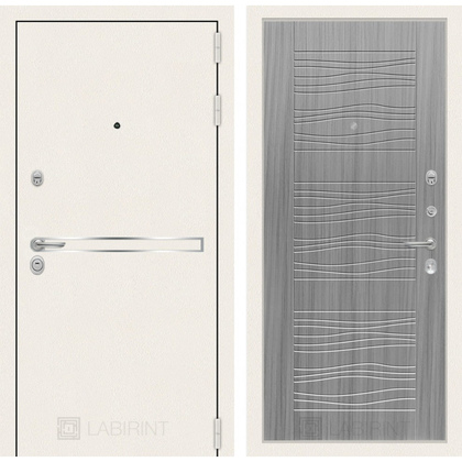 Стальная дверь Лабиринт LINE WHITE 06 (Сандал серый)