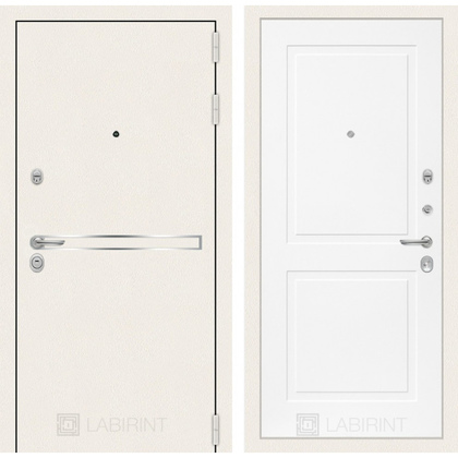 Стальная дверь Лабиринт LINE WHITE 11 (Белый софт)