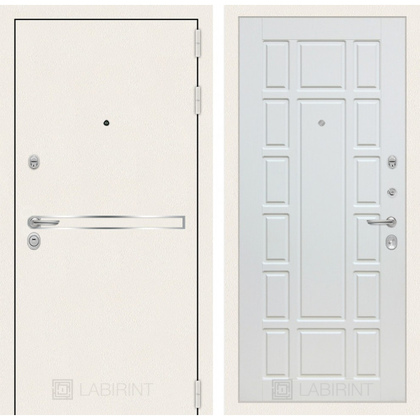Стальная дверь Лабиринт LINE WHITE 12 (Белое дерево)