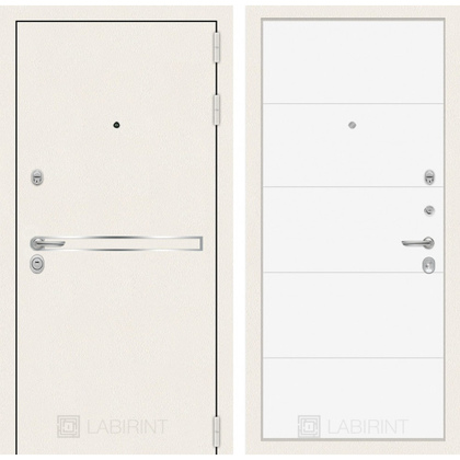 Стальная дверь Лабиринт LINE WHITE 13 (Белый софт)