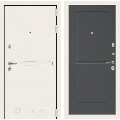 Стальная дверь Лабиринт LINE WHITE 11 (Графит софт)