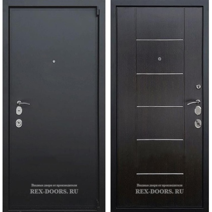 Входная металлическая дверь Рекс 3М Mottura (Муар чёрный / Венге)