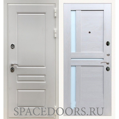 Металлическая дверь REX Премиум H белая сб-18 лиственница бежевая