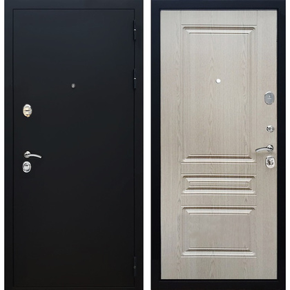 Входная металлическая дверь Рекс 5А ФЛ-243 (Чёрный муар / Беленый дуб)