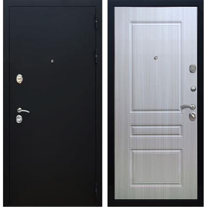 Входная металлическая дверь Рекс 5А ФЛ-243 (Чёрный муар / Сандал белый)