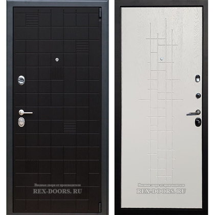 Входная металлическая дверь Рекс 12 Тетрис (Черный ясень / Роял Вуд белый)