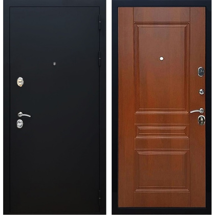 Входная металлическая дверь Рекс 5А ФЛ-243 (Чёрный муар / Орех)
